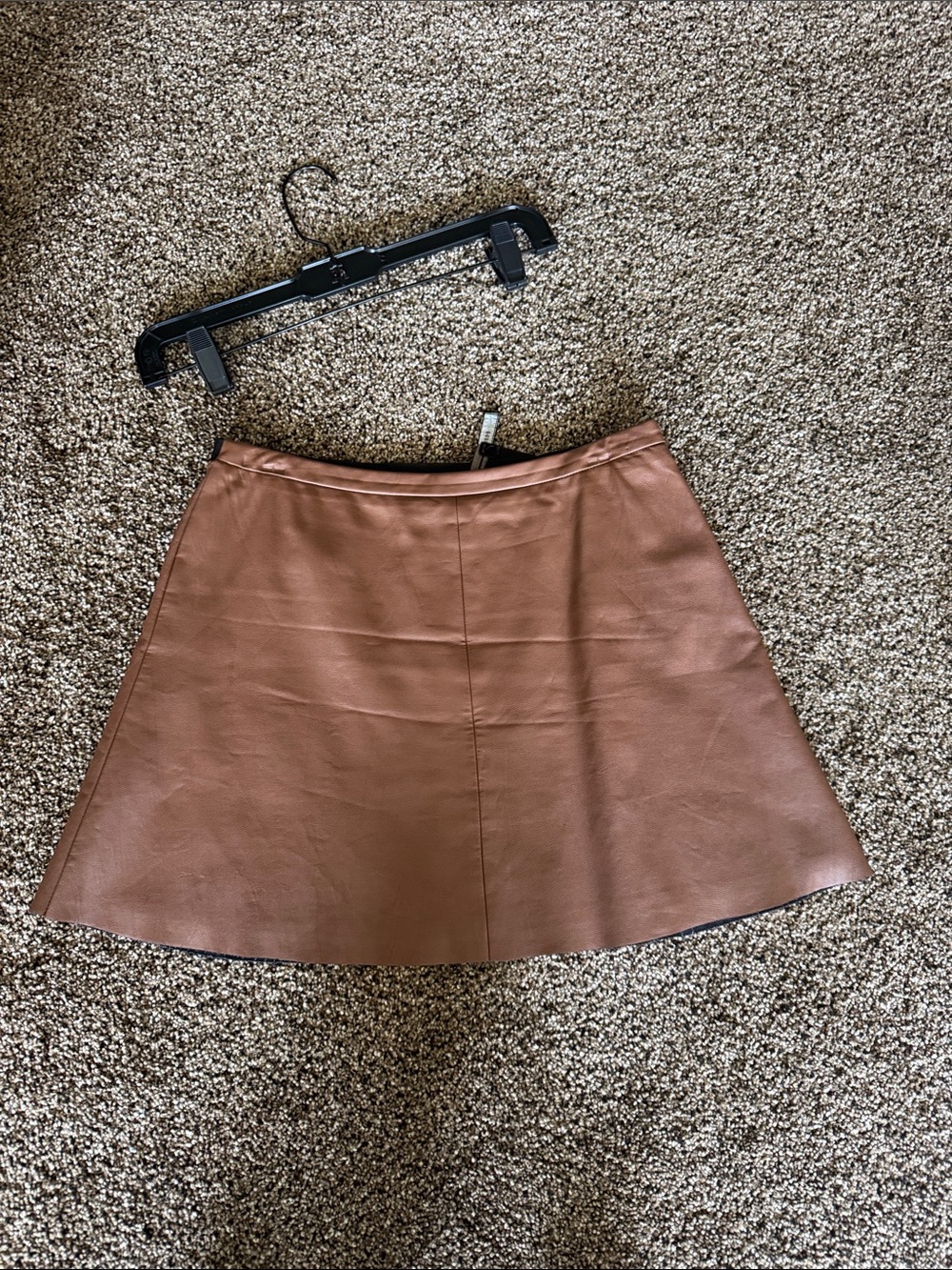 BCBGMaxAzria Copper Brown Faux Leather A-Line Skirt